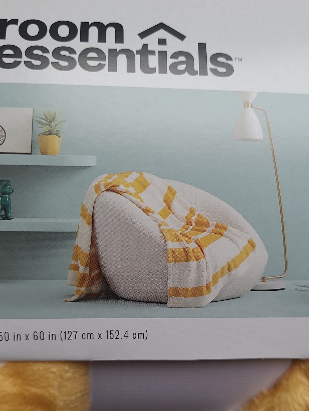 New! Room Essentials Plush Golden Striped Throw Cozy Blanket 50 x 60